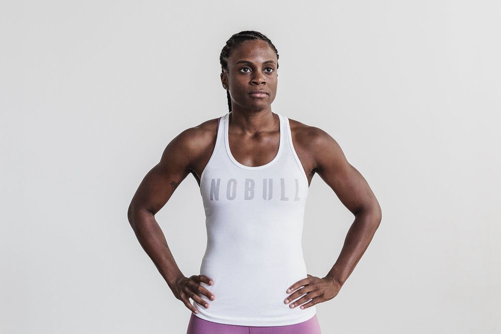 Débardeurs NOBULL Femme Blanche - NOBULL Racerback,France (0825-KEHNZ)